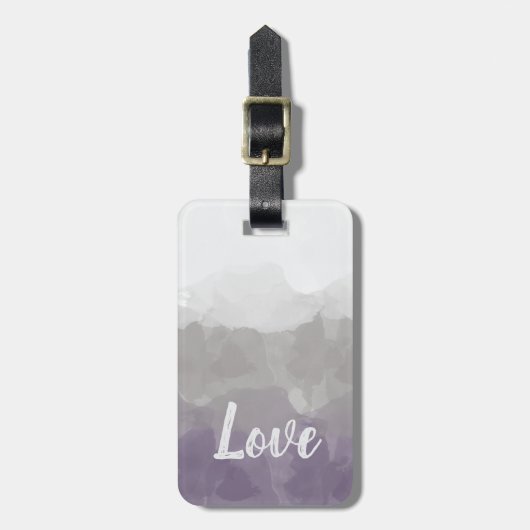 Ombre Paars en Gray Love Graceful Gradient Bagagelabel (Voorkant verticaal)