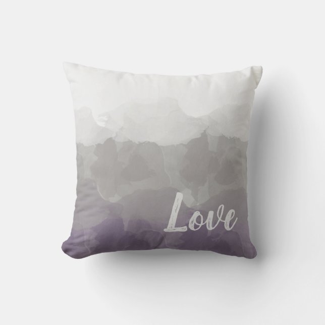 Ombre Paars en Gray Love Graceful Gradient Kussen (Voorkant)