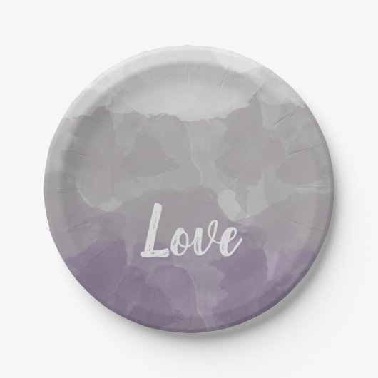 Ombre Paars en Gray Love Graceful Gradient Papieren Bordje (Voorkant)