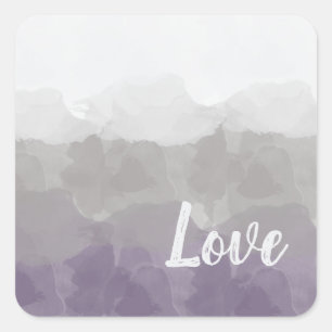 Ombre Paars en Gray Love Graceful Gradient Vierkante Sticker