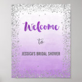 Ombre Paars en Silver Welcome Poster Print (Voorkant)