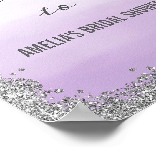 Ombre Paars en Silver Welcome Poster Print (Hoek)