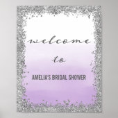 Ombre Paars en Silver Welcome Poster Print (Voorkant)