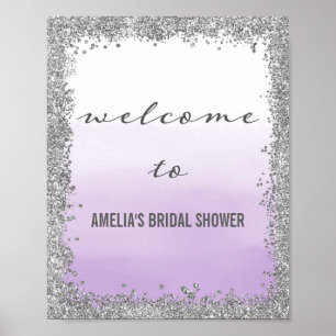 Ombre Paars en Silver Welcome Poster Print