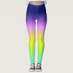 Ombre paars gele lente zomerkleuren leggings<br><div class="desc">Ombre paarse gele lente zomerkleuren rechts neon fluorescerende gradiënt regenboog</div>