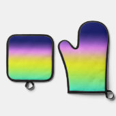 Ombre paars gele lente zomerkleuren ovenwant & pannenlap set (Voorkant)