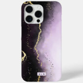 Ombre Paarse & gouden Moody Agaat Modern Monogram Case-Mate iPhone Case (Achterkant)