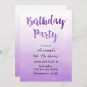 Ombre Paarse Waterverf Birthday Uitnodiging (Voorkant / Achterkant)