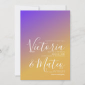 Ombre Paarse Yellow Wedding Invitation Kaart (Voorkant)