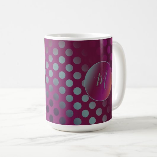 Ombre Passie Fruit Polka Dots Monogram Koffiemok (Voorkant rechts)