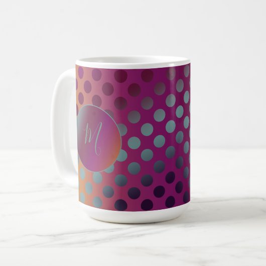 Ombre Passie Fruit Polka Dots Monogram Koffiemok (Voorkant links)
