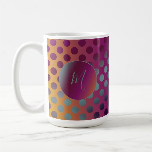 Ombre Passie Fruit Polka Dots Monogram Koffiemok (Links)