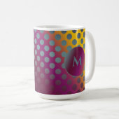 Ombre Passie Fruit Polka Dots Monogram Koffiemok (Voorkant rechts)