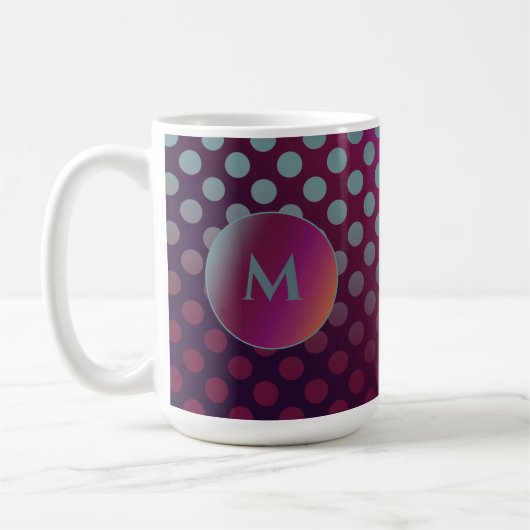 Ombre Passie Fruit Polka Dots Monogram Koffiemok (Links)