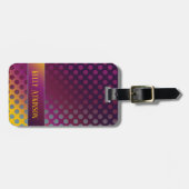 Ombre Passion Fruit Polka Dots gepersonaliseerd Bagagelabel (Voorkant horizontaal)