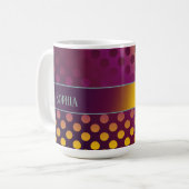 Ombre Passion Fruit Polka Dots gepersonaliseerd Koffiemok (Voorkant links)