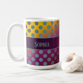 Ombre Passion Fruit Polka Dots gepersonaliseerd Koffiemok
