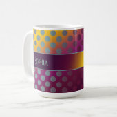 Ombre Passion Fruit Polka Dots gepersonaliseerd Koffiemok (Voorkant links)