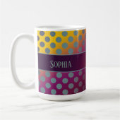 Ombre Passion Fruit Polka Dots gepersonaliseerd Koffiemok (Links)