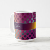 Ombre Passion Fruit Polka Dots gepersonaliseerd Koffiemok (Voorkant links)