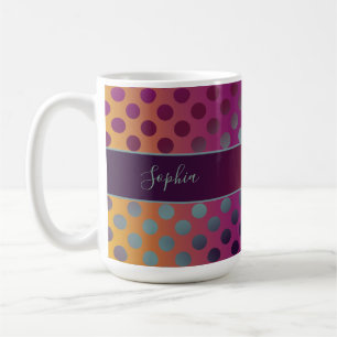 Ombre Passion Fruit Polka Dots gepersonaliseerd Koffiemok