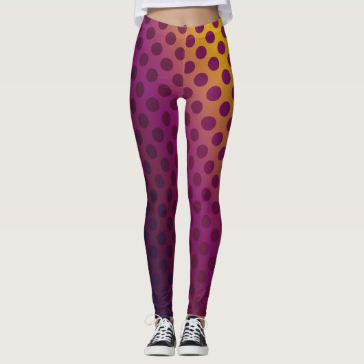 Ombre Passion Fruit Polka Dots Gold Fraasbesry Leggings (Voorkant)