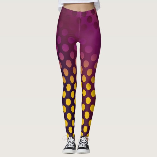 Ombre Passion Fruit Polka Dots Gold Fraasbesry Leggings (Voorkant)