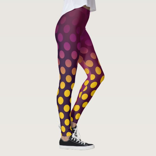 Ombre Passion Fruit Polka Dots Gold Fraasbesry Leggings (Rechts)