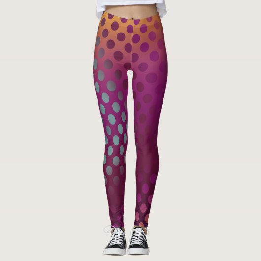 Ombre Passion Fruit Polka Dots maroon Yellow Blauw Leggings (Voorkant)