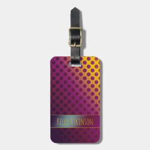 Ombre Passion Fruit Polka Dots met naam Bagagelabel