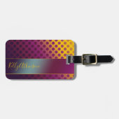 Ombre Passion Fruit Polka Dots met naam Bagagelabel (Voorkant horizontaal)