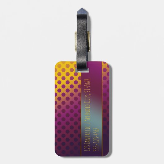 Ombre Passion Fruit Polka Dots met naam Bagagelabel (Achterkant verticaal)
