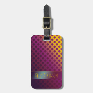 Ombre Passion Fruit Polka Dots met naam Bagagelabel