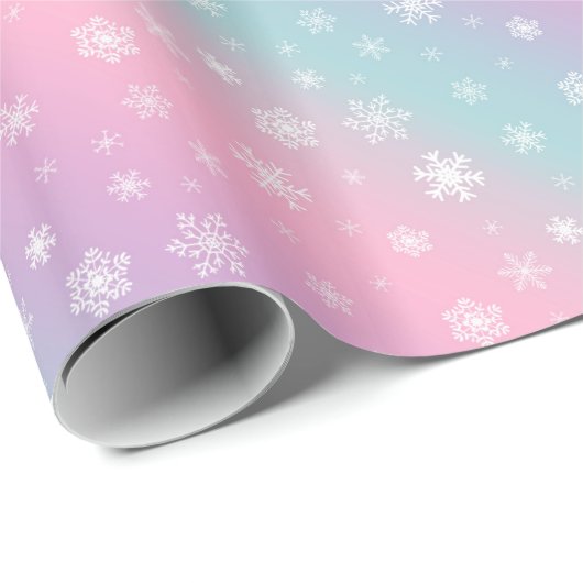 Ombre pasta gradiënt Snowflake kerstFeestdagen Cadeaupapier (Rol Hoek)