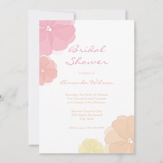 Ombre Pastel Floral Bridal Shower-uitnodigingen Kaart (Voorkant)