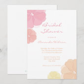Ombre Pastel Floral Bridal Shower-uitnodigingen Kaart (Voorkant / Achterkant)