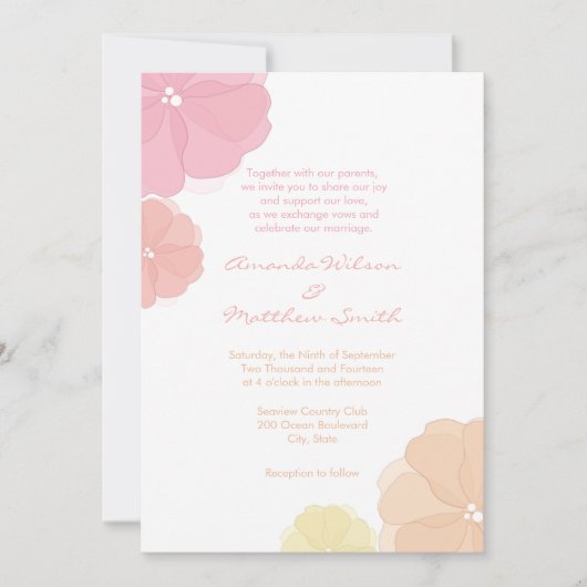 Ombre Pastel Floral Wedding Invitations Kaart (Voorkant)