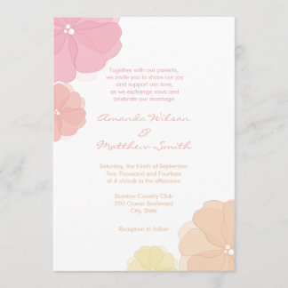 Ombre Pastel Floral Wedding Invitations Kaart