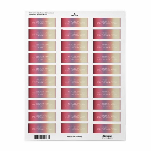 Ombre Pastel Hedendaagse Verloop Naam Adres Etiket (Full Sheet)