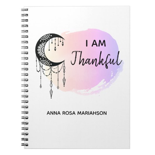 *~* Ombre Pastel Moon Boho Gratitude Journal Notitieboek (Voorkant)