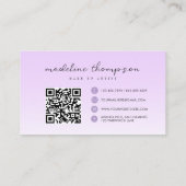 Ombre Pastel Paarse Script QR Code Visitekaartje (Achterkant)
