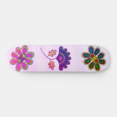 Ombre Pastel Pink Vibrant Floral Persoonlijk Skateboard (Horizontaal)