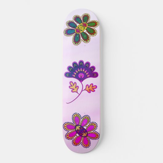 Ombre Pastel Pink Vibrant Floral Persoonlijk Skateboard (Voorkant)