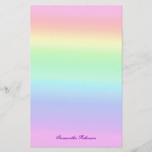 Ombre Pastel Regenboog Briefpapier (Voorkant)
