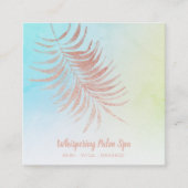 *~* Ombre Pastel Roos Gold Palm Branch Turquoise Vierkante Visitekaartje (Voorkant)