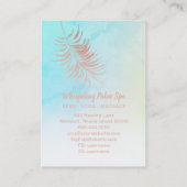 *~* Ombre Pastel Roos Gold Palm Leaf Turquoise Visitekaartje (Achterkant)