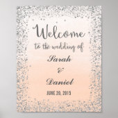 Ombre Peach en Silver Welcome Poster Print (Voorkant)