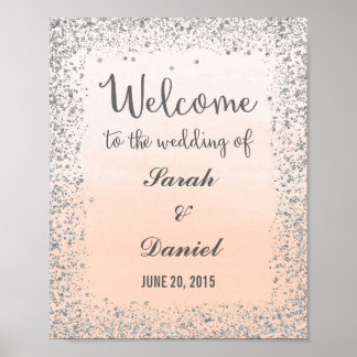 Ombre Peach en Silver Welcome Poster Print