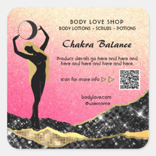 *~* Ombre peach roze godin intentie Spell AP24 Vierkante Sticker