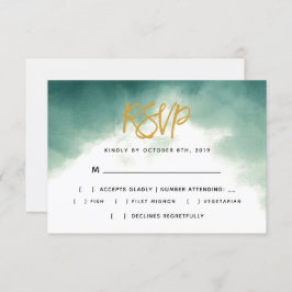 Ombre penseelscript typografie bruiloft RSVP Kaart